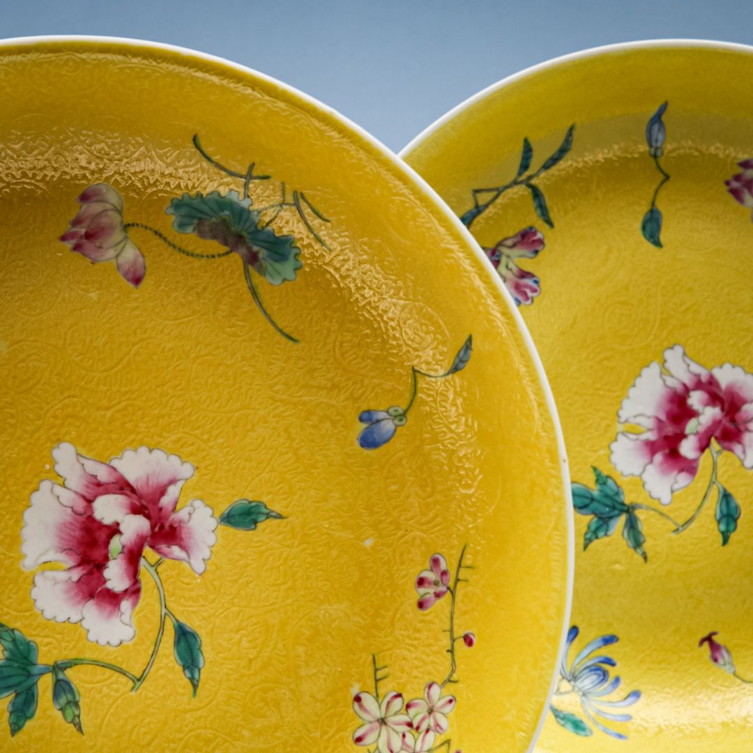 Square Yellow Chinese Plates